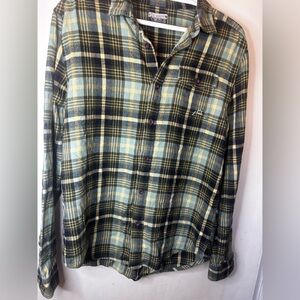 Rusty Plaid Button-Up Flannel Shirt – Green / Yellow – Size M
